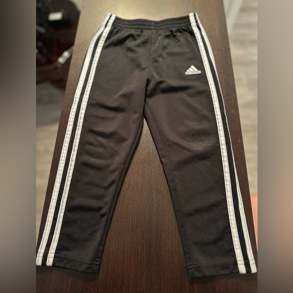 Adidas Kids Black Joggers with White Stripes